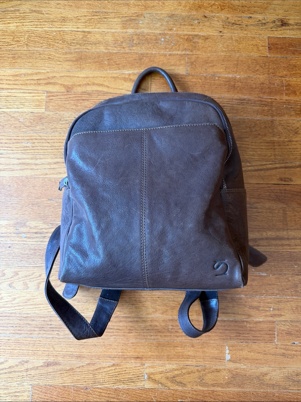 Womens Brown Leather Backpack - Unbranded